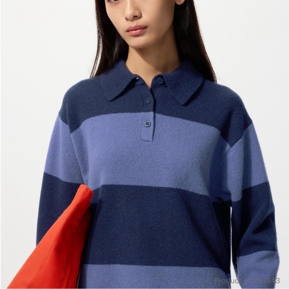 Uniqlo Sweaters - Uniqlo JW Anderson Striped Blue Polo Sweater
